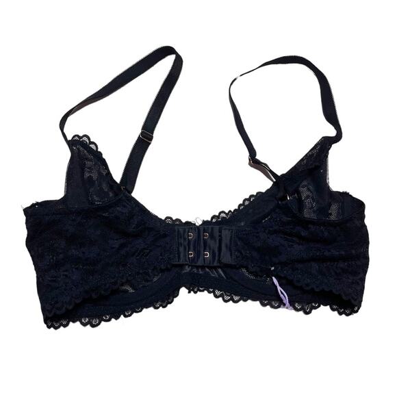 Savage X Fenty Floral Lace Unlined Bra Black Caviar Size 34DD - Picture 2 of 3